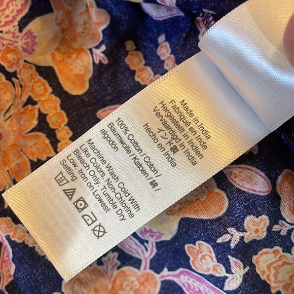 J. Crew Button-front Beach Dress Painted Block Print floral flutter sleeve tie - Picture 6 of 9